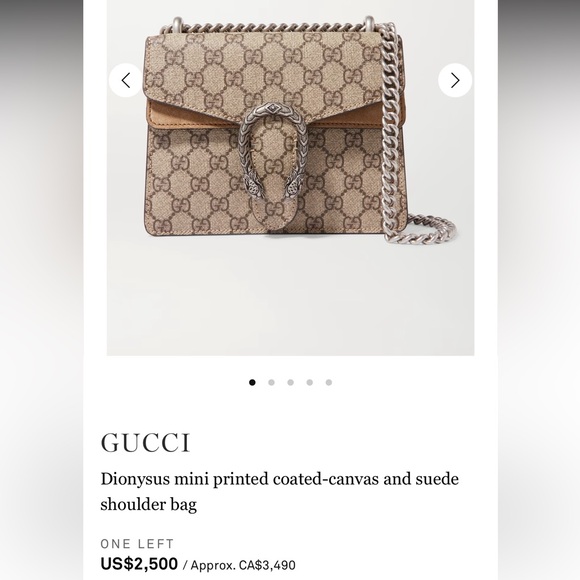 GUCCI Dionysus mini printed coated-canvas and suede shoulder bag - Picture 3 of 3